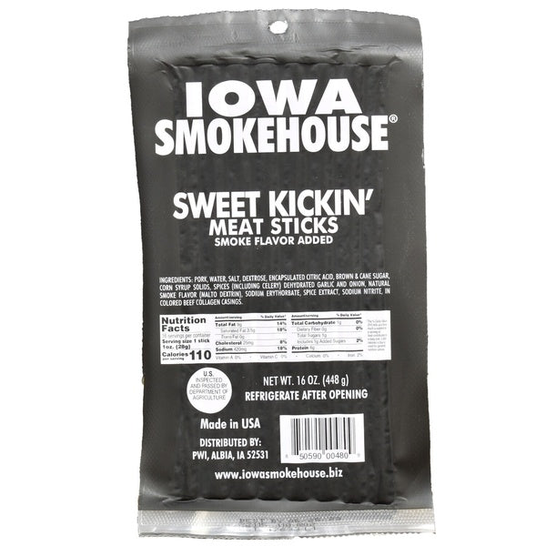 10-PACK OF Meat Sticks Sweet Kickin' 16 oz, Iowa Smokehouse