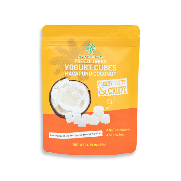 6-PACK OF NOKKI FARM Freeze-dried Macapuno Coconut Yogurt Cubes - Healthy Snacks 1.76oz