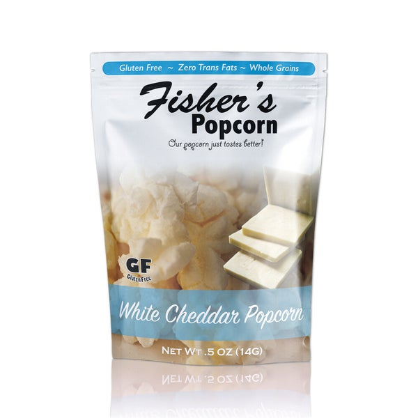 50-PACK OF Popcorn White Cheddar Small Pouch, Fisher’s Popcorn