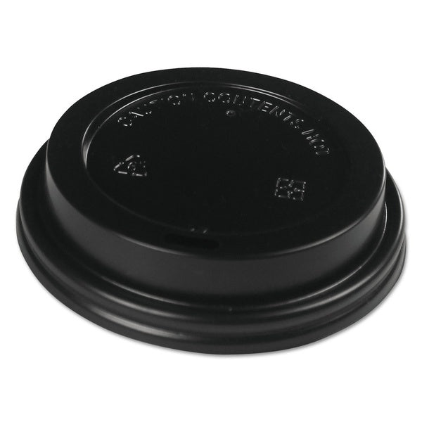 1000-PACK OF Lid Plastic Boardwalk BWKHOTBL1020 Black Hot Cup Lids for 10 oz. to 20 oz. Cups - 1000 Count - Spill-Resistant Design