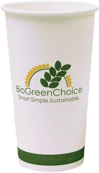50-PACK OF CUP COLD BIOGREENCHOICE 22OZ COMPOSTABLE SINGLE WALL PAPER HOT/COLD CUP