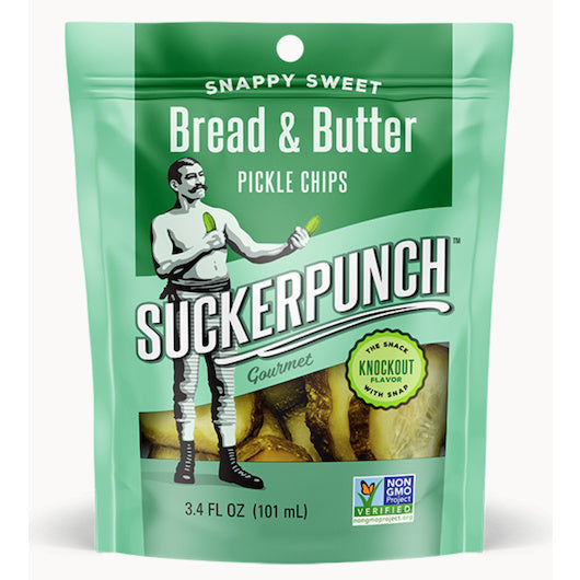 12-PACK OF Bread & Butter Pickle Chips Single Serve Pouch Suckerpunch Gourmet, 12 - 3.4 Fo