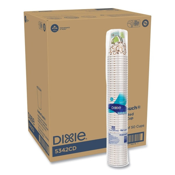 1000-PACK OF Cup Paper Dixie 5342CD PerfecTouch 12 oz Insulated Paper Hot Coffee Cups - Stylish Coffee Haze Design (50 Cups per Sleeve, 20 Sleeves per Carton)