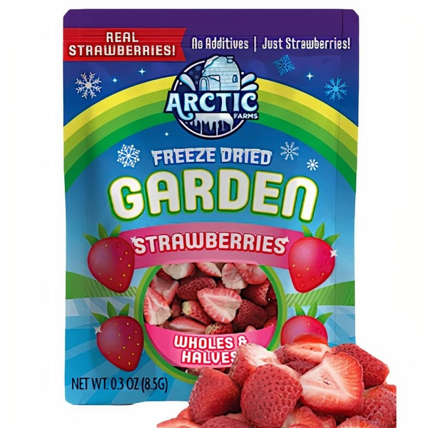 12-PACK OF Strawberry Wholes + Halves Freeze Dried (100% Fruit), Arctic Farms