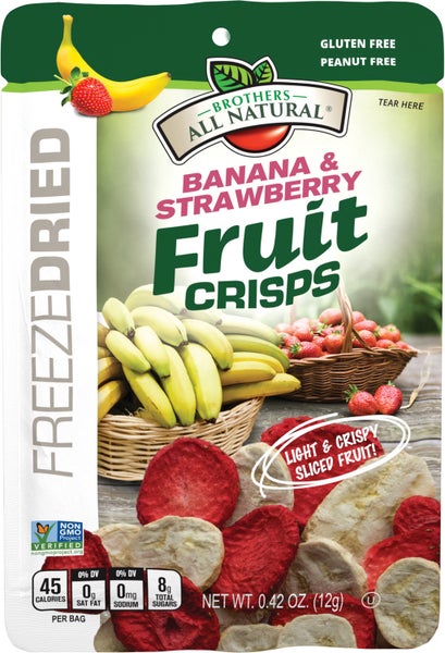 24-PACK OF Fruit Crisps Freeze Dried Strawberry/Banana Snack Size Bag, Brothers International