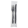 500-PACK OF Kit Cutlery Karat 500 sets Heavy-Weight Cutlery Kits (Knife, Fork, 1-ply Napkin), Black