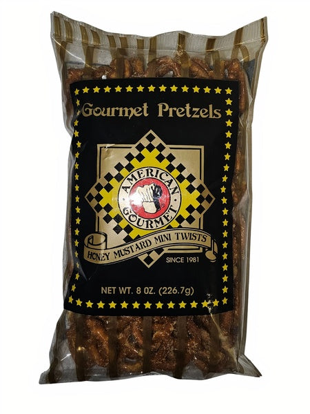 24-PACK OF Snack PretzelHoney Mustard Mini Twist, American Gourmet of Snacks