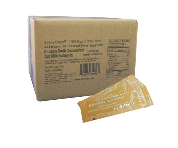 100-PACK OF Broth Chicken Liquid Concentrate, SS Packets, 100 x 9.6 g