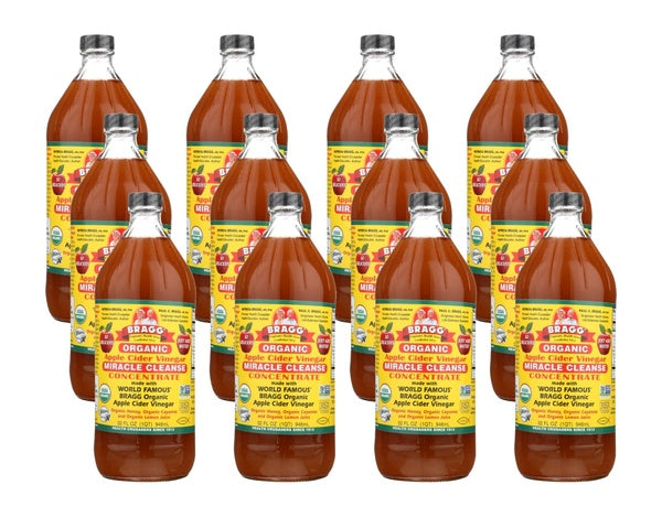 12-PACK OF Vinegar Apple Cider Raw Unfiltered Organic Honey Cayenne Bragg's Liquid Aminos 32 fz