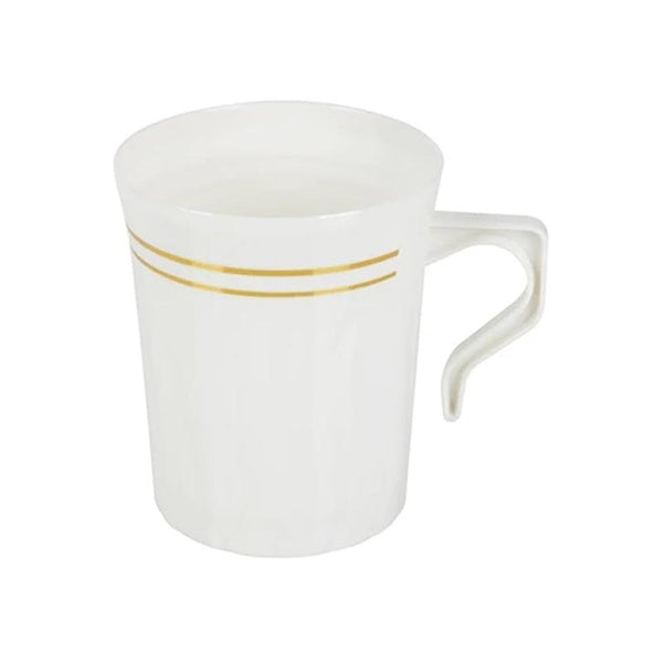 12-PACK OF Mug Plastic 8 oz Gold Edge Rim