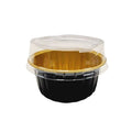 2000-PACK OF 4.5 oz. Colored Aluminum Dessert Cup w/ Plastic Stackable Lid - Black and Gold