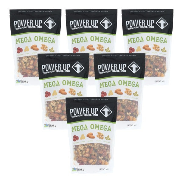6-PACK OF Snack Trail Mix Mega Omega Power Up 14 oz