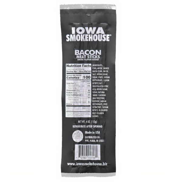 48-PACK OF Meat Sticks Bacon 4 oz, Iowa Smokehouse