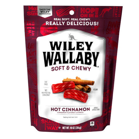 10-PACK OF Hot Cinnamon Case Licorice Wiley Wallaby, 10 - 10 Oz