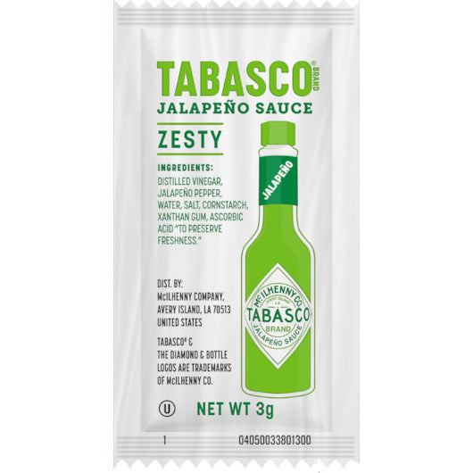 200-PACK OF Jalapeno Portion Pack Hot Sauce Single Serve Tabasco, 200 - 3 Ml