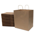 50-PACK OF Bag Paper 14x10x16.5 Inch 50 Count Brown 120 GSM Large Takeout Style Prime Line Packaging Kraft Paper Bags with Handles, Shopping Bags for Small Business, Restaurant, Retail, Delivery, in Bulk