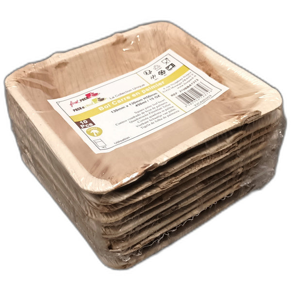 100EA-PACK OF BOWL LEAF PALM SQUARE 16 OZ