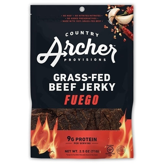 12-PACK OF Fuego Grass-Fed Beef Jerky Country Archer Snacks, 12 - 2.5 Oz