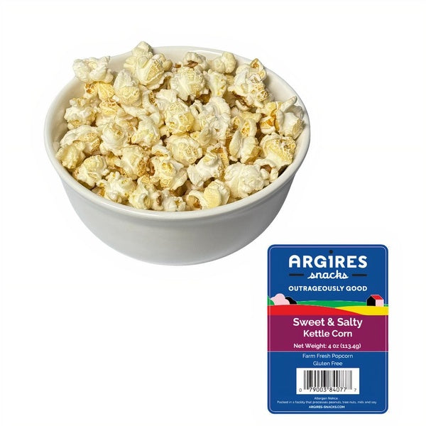15-PACK OF Snacks Popcorn Sweet and Salty Kettle Corn 2 OZ, Argires Snacks