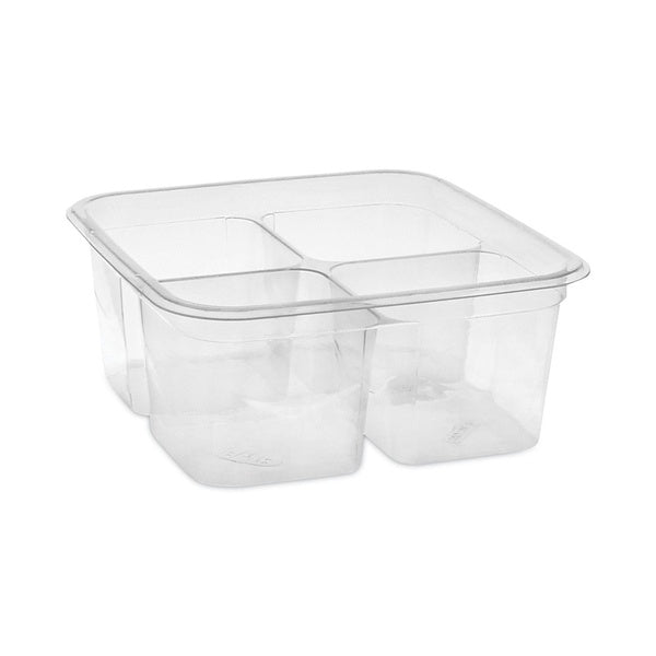 360-PACK OF Container Food Pactiv EarthChoice 4-Compartment Clear Recycled Plastic Bowl ‚Äì 32 oz. Square Container with Leak-Resistant Design