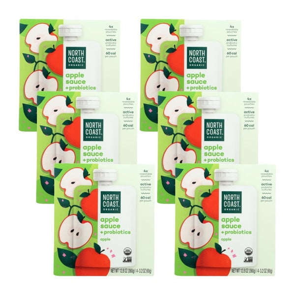 6-PACK OF Applesauce Unsweetened Probiotic Organic North Coast 12.8 oz
