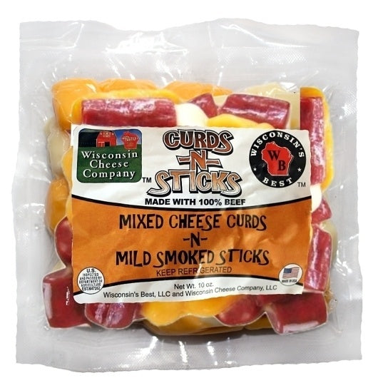 12-PACK OF Mixed Cheese Curds N Mild Smoked Sticks Wisconsin'S Best, Llc - Wisconsin Cheese Company, 12 - 1 Ea