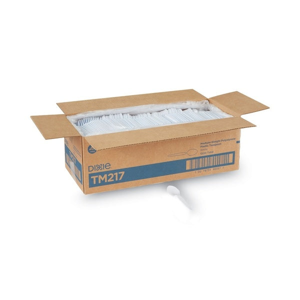 1000-PACK OF Cutlery Plastic Dixie TM217 Heavy Mediumweight Plastic Teaspoons - White (1000 Count) for Durable Dining Experience
