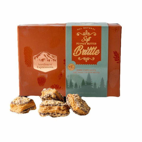 8-PACK OF Brittle Soft Peanut Butter in Dark Chocolate Northwest Expressions