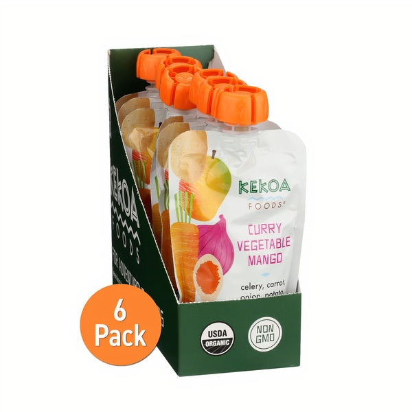 36-PACK OF Baby Food Organic Curry Vegetable Mango Puree Flavor, Kekoa Foods