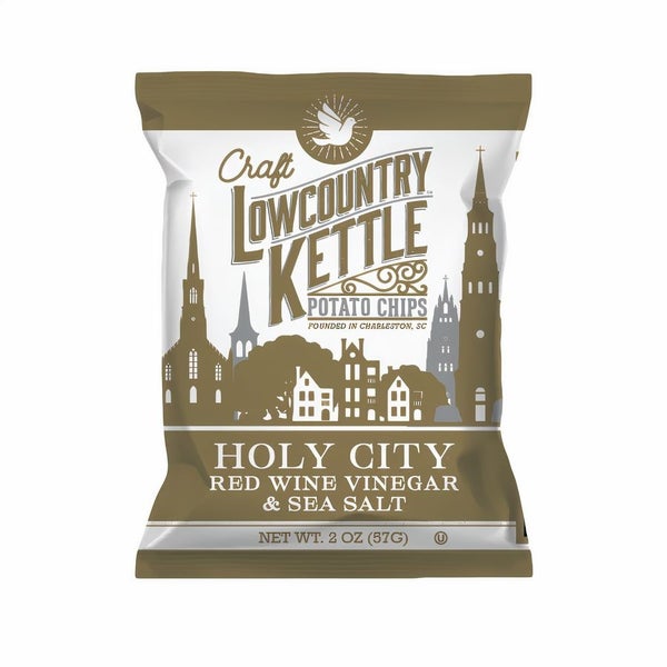 24-PACK OF Potato Chips Kettle Holy City Red Wine Vinegar + Sea Salt, Lowcountry Kettle Potato Chips
