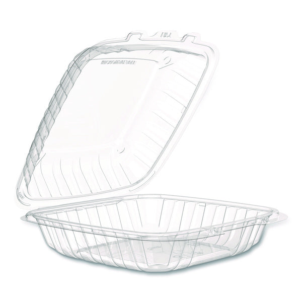 150-PACK OF Dart 90PPHT1 9 in. x 8.75 in. x 3 in. ProPlanet Microwaveable Plastic Hinged Containers - Clear (150/Carton)