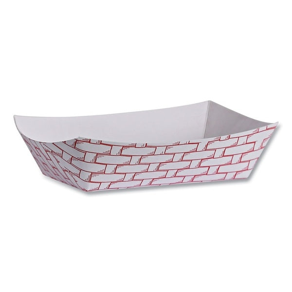 1000-PACK OF Container Food Boardwalk BWK30LAG040 Red and White Paper Food Baskets - 3.78" x 4.3" x 1.08" - 6 oz Capacity - 1000 Count Carton