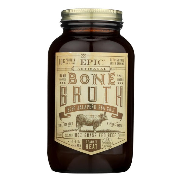 6-PACK OF Broth Beef Jalapeno Sea Salt Epic 14 fz