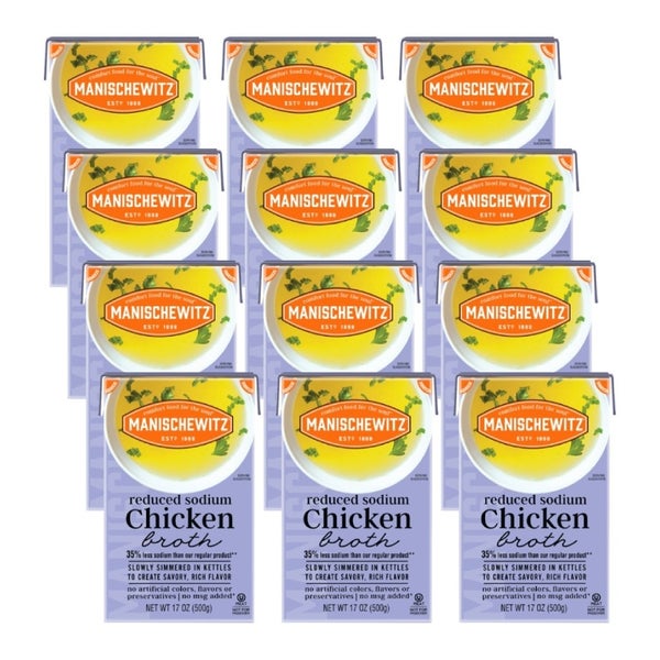12-PACK OF Broth Chicken Low Sodium Manischewitz 17 fz