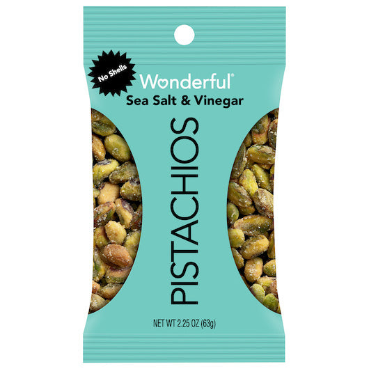 24-PACK OF Pistachio No Shell Sea Salt & Vinegar Wonderful Pistachio, 3 - 8 - 2.25 Oz