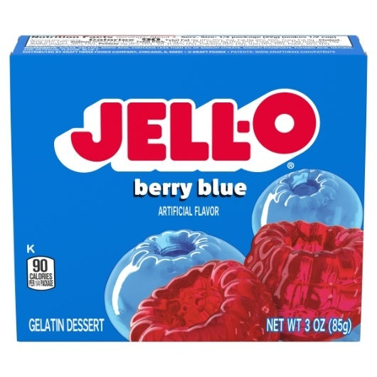 24-PACK OF Berry Blue Flavored Gelatin Mix Jello, 24 - 3 Oz