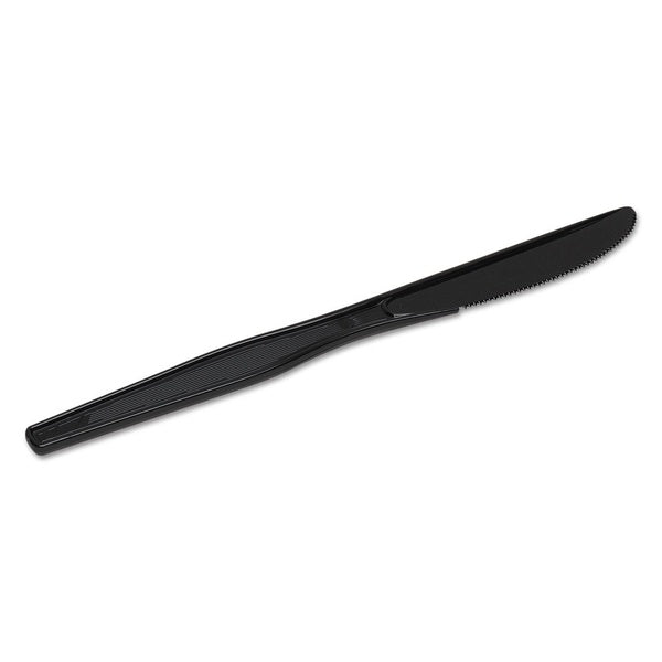 1000-PACK OF Cutlery Plastic Dixie KM517 Heavy Mediumweight Black Plastic Knives - 1000 Count Carton for Catering and Events