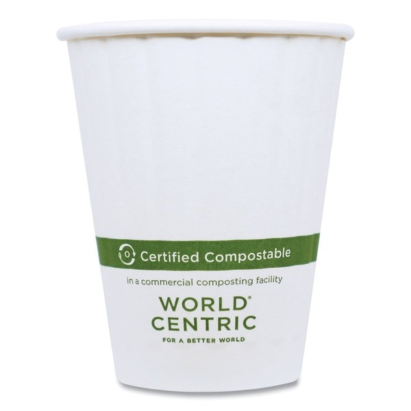1000-PACK OF Cup Paper World Centric 12 oz Double Wall Paper Hot Cups - Eco-Friendly & Compostable, 1000 Count