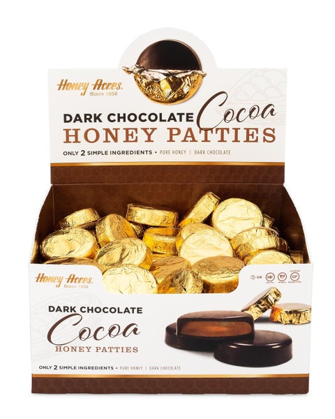 6-PACK OF Honey Patties Cocoa Display Box (6 displays of 90 units), Honey Acres