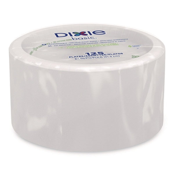 125-PACK OF Plate Paper Dixie DBP09W 8.5-Inch White Paper Dinner Plates - 125 Count Pack for Convenient Dining