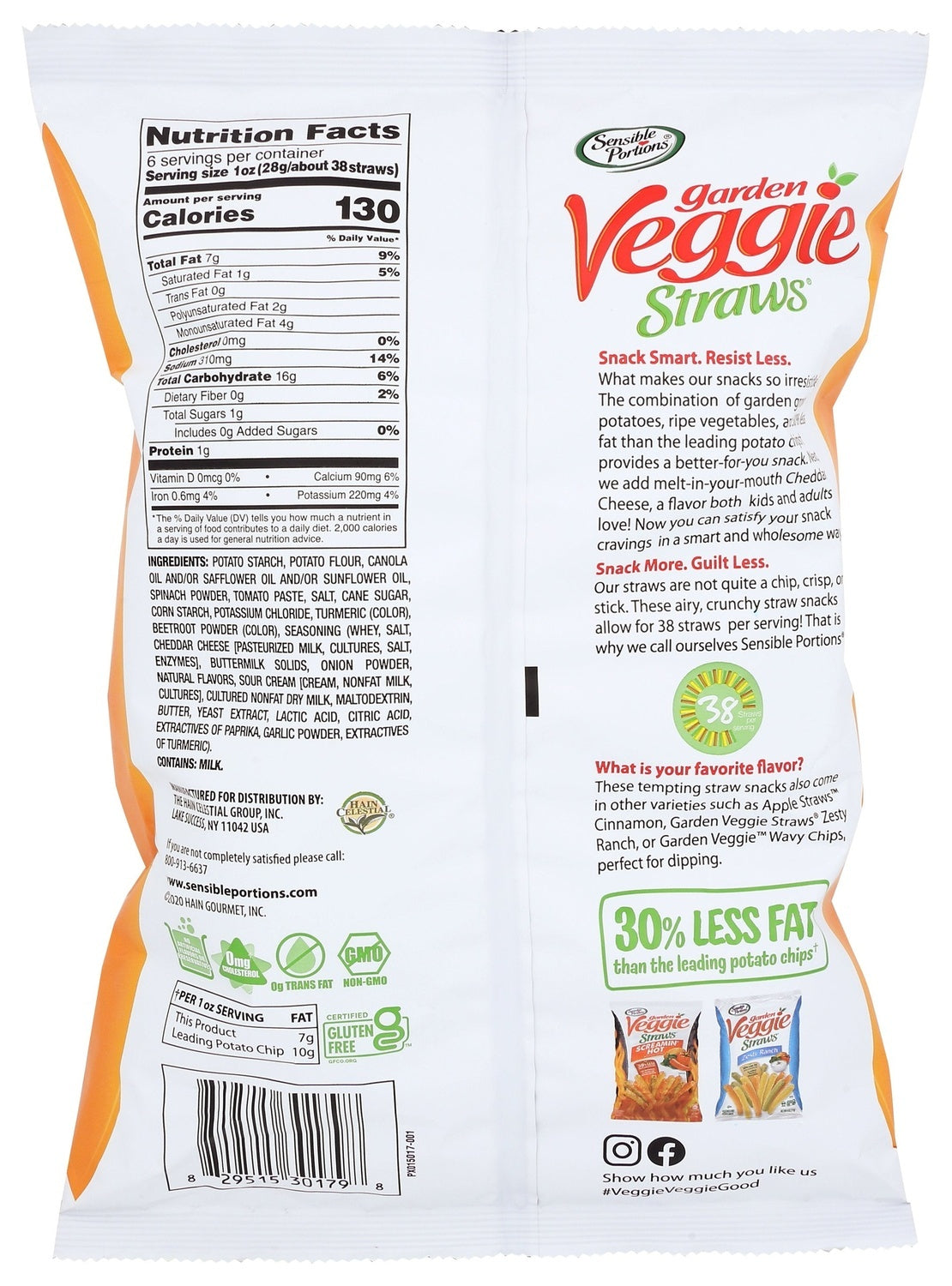 12-PACK OF SNACK VEGETABLE GARDEN VEGGIE STRAWS, CHEDDAR CHEESE