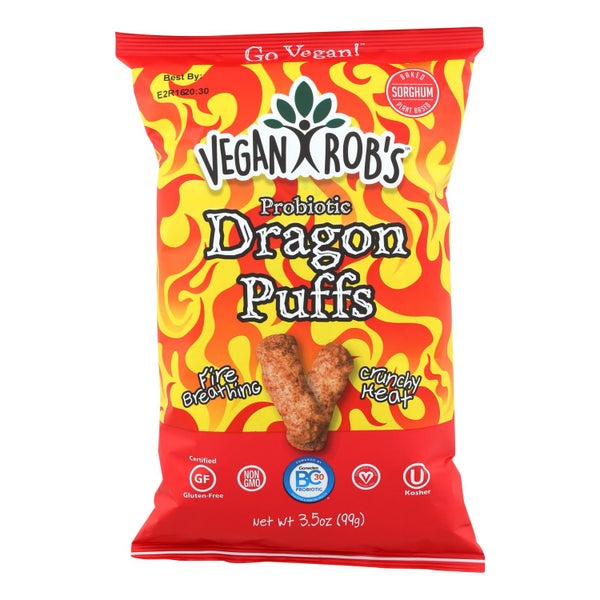12-PACK OF Snack Puff Dragon Vegan Vegan Rob's Popcorn 3.5 oz