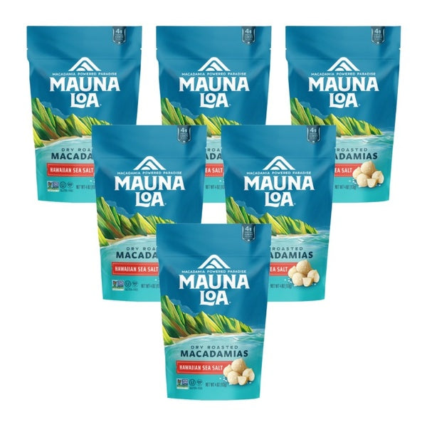 6-PACK OF Nut Macadamia Sea Salt Hawaiian Mauna Loa 4 oz