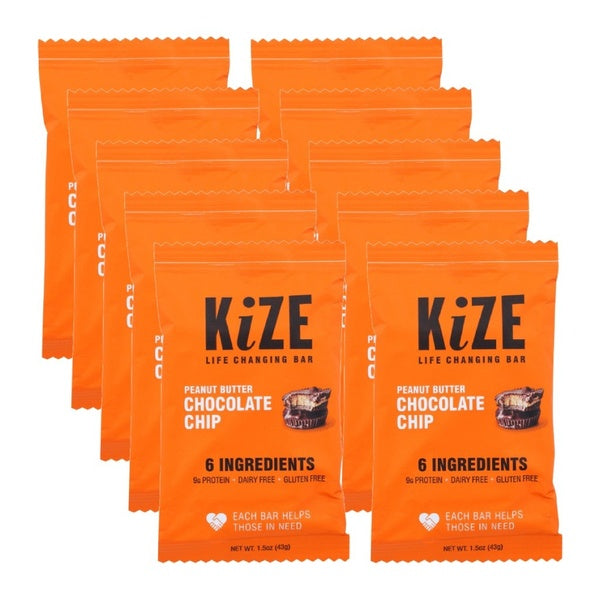 10-PACK OF Bar Nutritional Peanut Butter Chocolate Chip Kize 1.5 oz