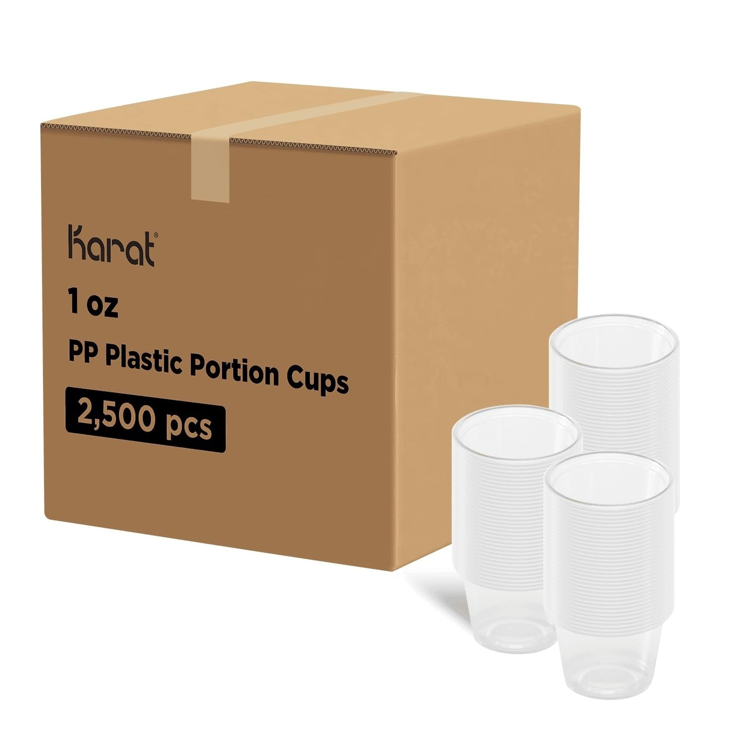 2500-PACK OF Cup Sauce Karat 1oz Tall PP Plastic Portion Cups - Clear - 2,500 pcs