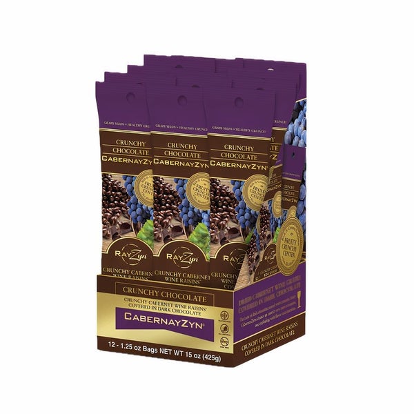 72-PACK OF Snack Raisin Chocolate Covered Crunchy Chocolate CabernayZyn, Wine Rayzyn