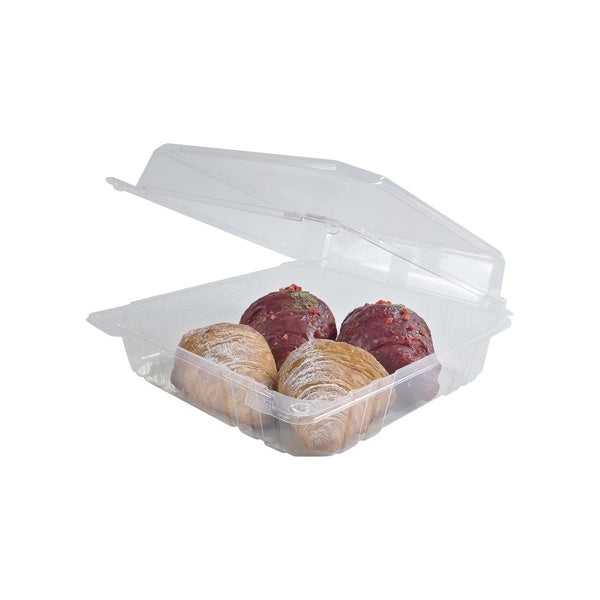 200-PACK OF Container Takeout Karat Earth 9''x9" PLA Hinged Container, Clear - 200 pcs
