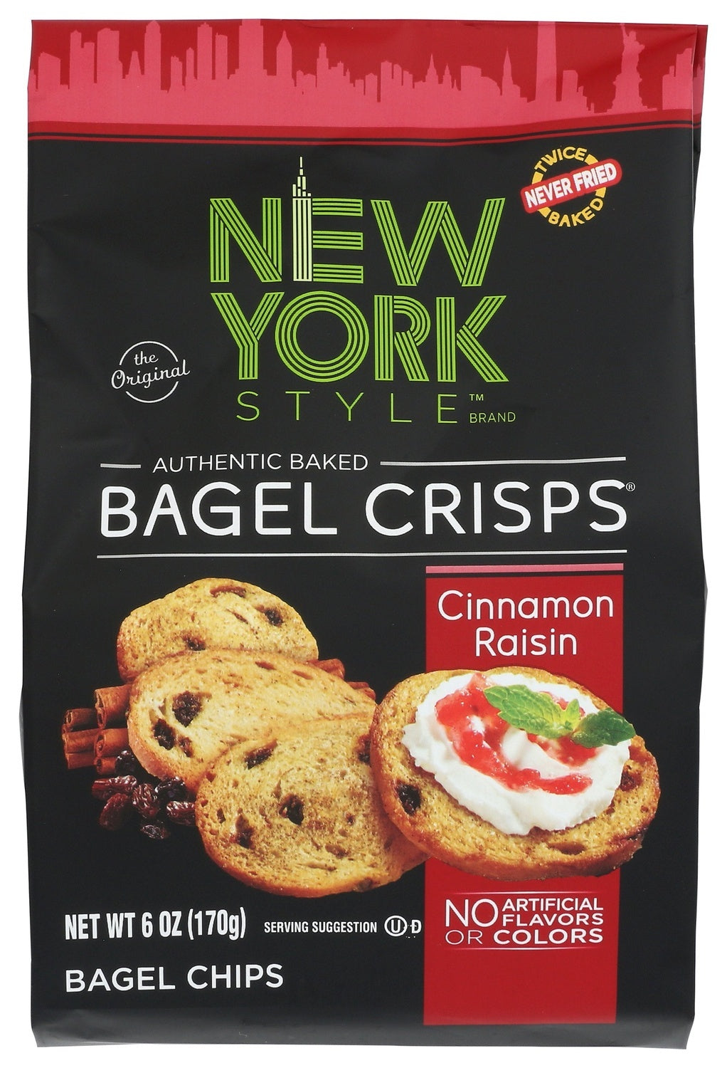 6-PACK OF SNACK CHIP BAGEL, CINNAMON RAISIN