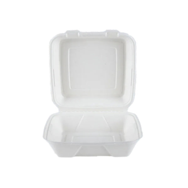 200-PACK OF Earth Smart 8 x 8 x 3 Molded Fiber 1 Compartment Hinged Take Out Container