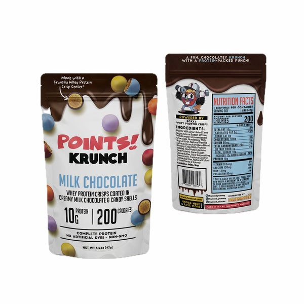 12-PACK OF Candy Coated, Milk Chocolate KRUNCH POINTS, 1.5 OZ, Hummii Snacks